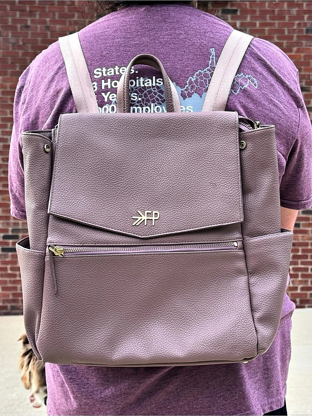 Freshly Picked Classic Diaper Bag II Faux Leather Backpack in Purple